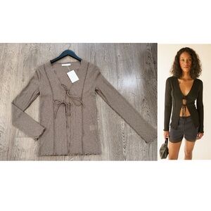 BNWT Oak + Fort Long Sleeve Top with Front Ties